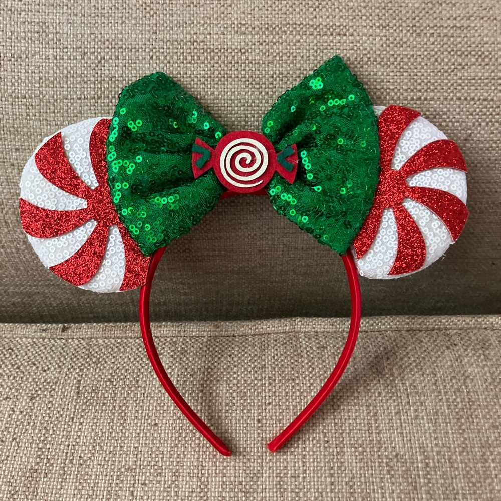 Disney candy cane Mickey ears with bow - Picture 2 of 3